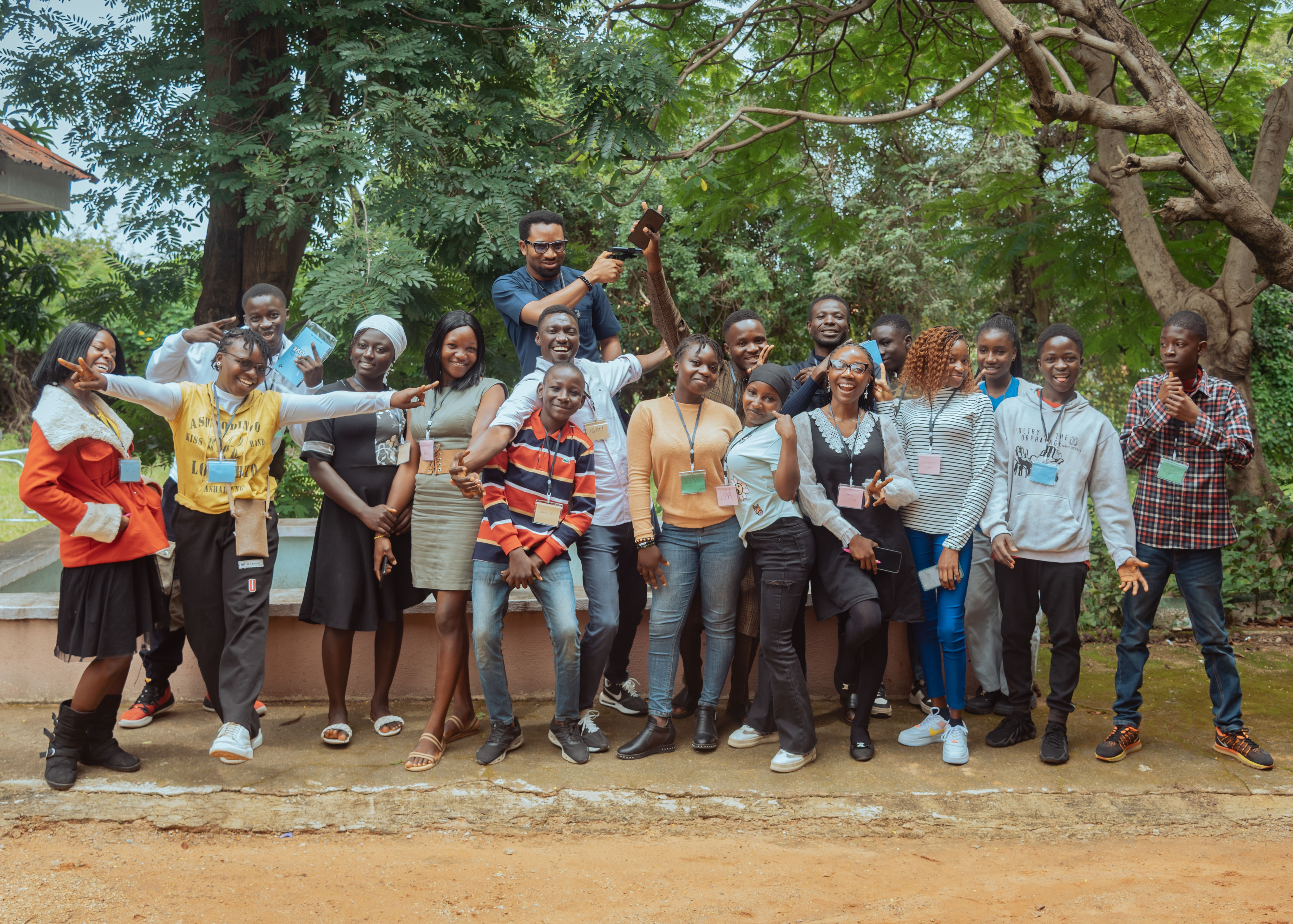 Teen group celebration with Coach Nuhu